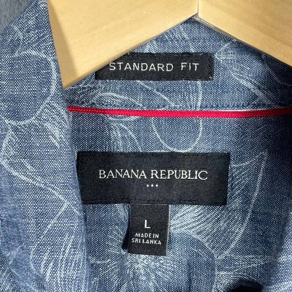 Banana Republic Mens Blue Floral Cotton Button Down Shirt Standard Fit Large